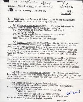 OS 3 Airlanding ATk Batt RA Report on Ops 18 April 1945 pg 1