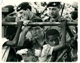 Men of 2 PARA with locals in Anguilla, 1969.