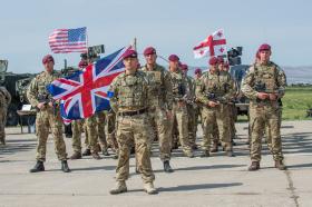 C (Bruneval) Company, 2nd Battalion The Parachute Regiment on parade at the Exercise Noble Partner opening ceremony
