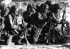 Pte David Parr, L/Cpl Neil Turner and Pte Terry Stears, Falkland Islands, 14 June 1982.