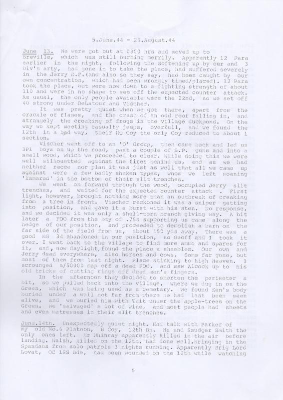 AA Henry 'Kim' Dodwell's personal account of his actions in Normandy 1944  5