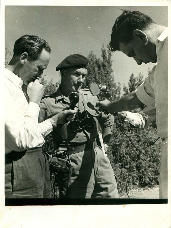 Brigadier Tubby Butler talks to the press about Op Sparrowhawk, Cyprus, October 1956