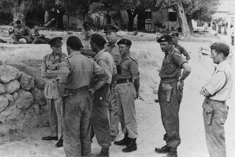 Senior officers discuss plans for Op Sparrowhawk against EOKA terrorists, Cyprus, October 1956