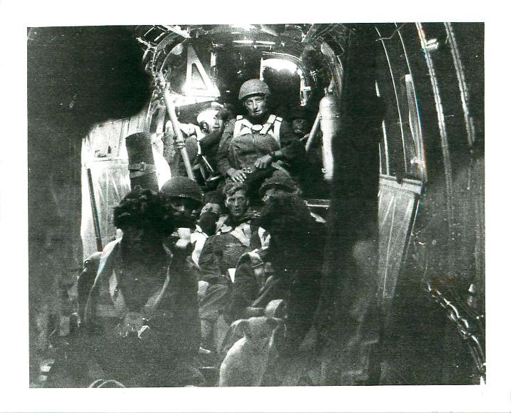 Men of 2 PARA inside a Halifax aircraft in Palestine.