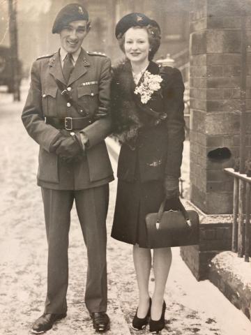 Capt John G Slater with his new wife on their wedding day