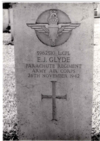 Headstone of LCpl Emlyn j Glyde, Beja War Cemetery, Tunisia