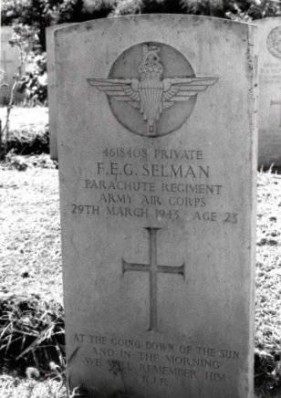 Headstone of Pte F E G Selman, Beja  