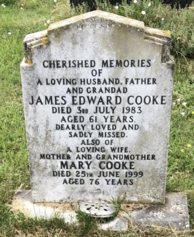 OS Grave of Jimmy Cooke. Ruskington Churchyard. Jul 2021