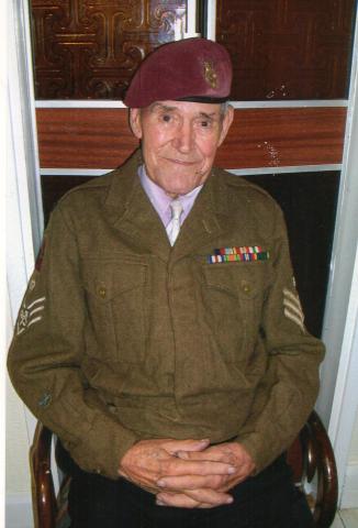 Ronald G Jordan in battle dress and beret