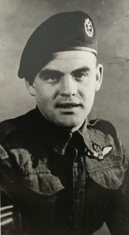 Portrait image of Samuel Hannah Neil in uniform. Black and white.
