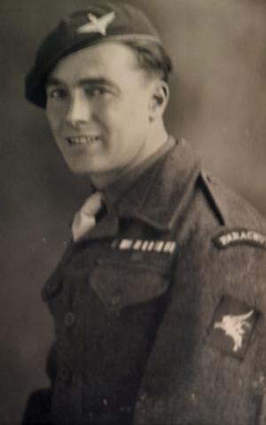 OS Leonard T Carlier in post war Para battle dress with insignia