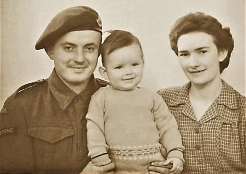 OS Broadbent, A.G Pte with wife and child