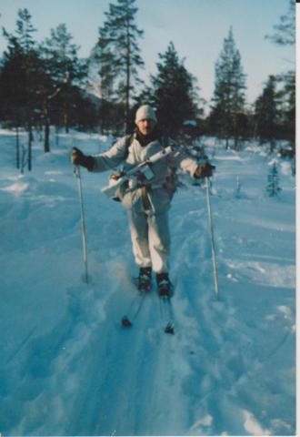 OS Joe Wigglesworth in snow with skis