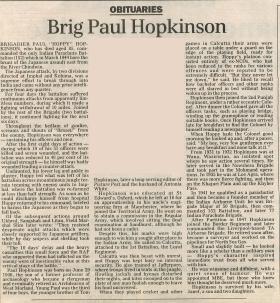 Obituary for Paul Hopkinson.