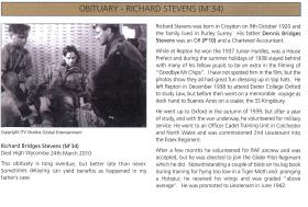 Obituary for Lt Richard B Stevens by Paul Stevens