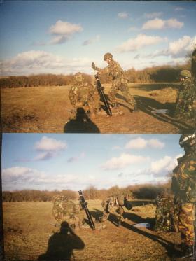 10 Para Mortars live firing, Salisbury Plain, 1998.