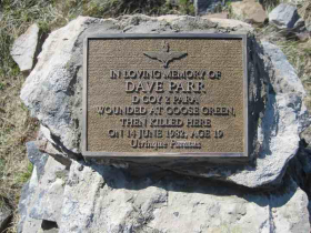 Memorial for Pte Parr. Wireless Ridge, Falkland Islands.