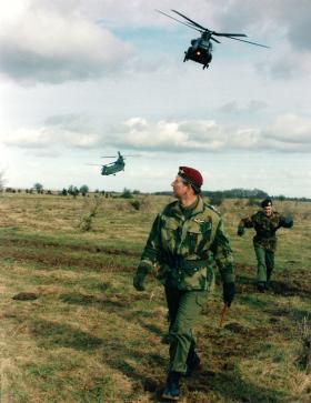 HRH The Prince of Wales on a visit to 1 PARA. Copehill Down, 1999. 