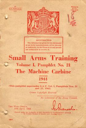 Small Arms training Vol 1 pamphlet 21 1944 Front page 