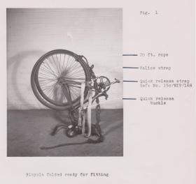 Folding push bike, ready to be carried for parachuting, 1944