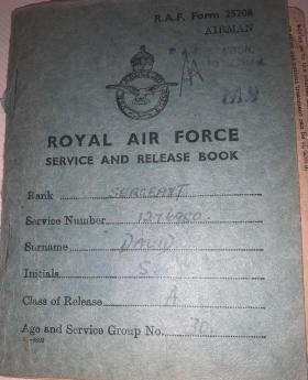 Front cover of service and release book for Sgt S David
