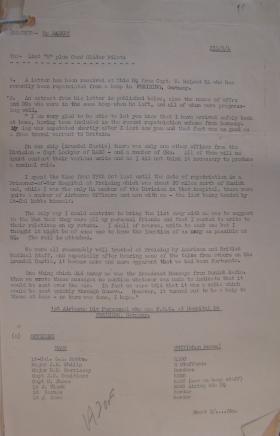 OS Letter & list from Capt N McLeod. 1 AirLanding ATk Bty, RA 1945