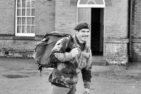 Charles M Preece carrying a Bergen