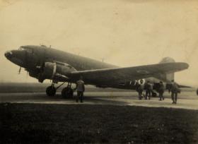 Dakota Paras boarding a C47, probably taken in 1951 during C Leslie's para training