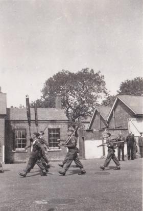 3 Para Colours leaving Waterloo Bks for Cyprus 1951