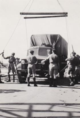 Unloading HMS Triumph Famagusta, Cyprus  15 June 1951