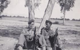 August 1951 Pts Tony Monneer & Sid Woodberry, 3 Para Cyprus, with Sten guns