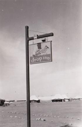 NAAFI sign, 3 PARA, Shandur camp, Canal Zone, 1952.