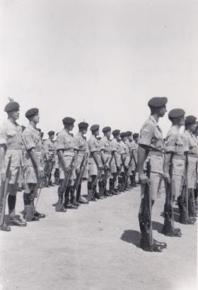 HQ Coy,3 Para on parade, Shandur Camp, Fayid. 4 April 1952