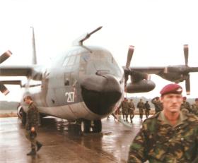 C130 and 10 Para having landed on airfield in the Netherlands C1991