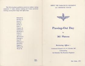 Passing out parade booklet 361 Pln April 1971