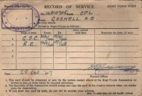  Albert Gosnell Record of service card