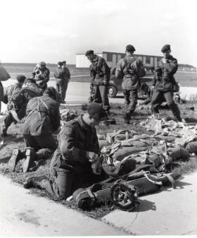 Paratroopers preparing equipment 1952