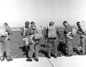 Paratroopers preparing to jump 1952