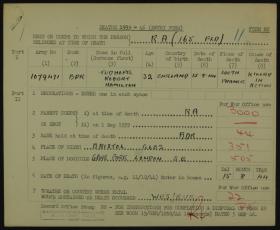 Robert H Tudhope Death Form 15 Aug 1944