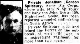 Pte Jonathan Splisbury newspaper obituary