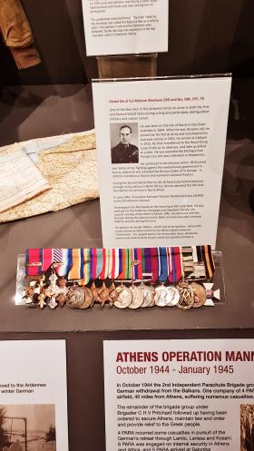 Col MacEwan medal set display at Airborne Assault museum