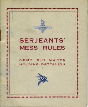 Sgt EH Hewitt AAC Holding Bn. Mess Rules 1946