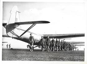 troops marching passed Horsa Glider Brize Norton 1944