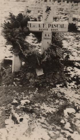 Lt AF Pascal's grave. Oosterbeek Cemetery. c1946-47