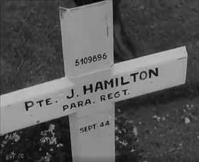 Pte JM Hamilton temporary war grave Arnhem Oosterbeek Cemetery Sept 1949