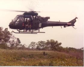 Scout Helicopter on dawn patrol Hong Kong 1980