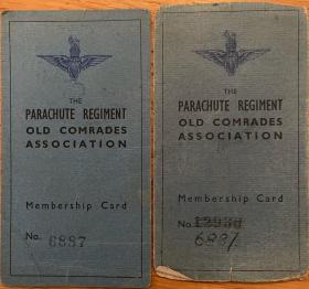 Sgt E Dobbs Old Comrades Association Membership card