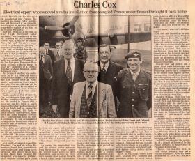 Newspaper Cutting Charles Cox MM with H Jones and John Frost