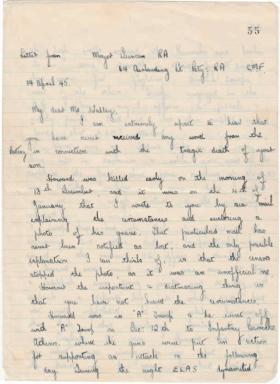 OS Letter from a Major Duncan to Howard's Father explaining the circumstances of his demise_Page1.jpg
