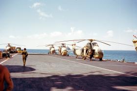 On HMS ALBION with helicopters on deck Aden 1967